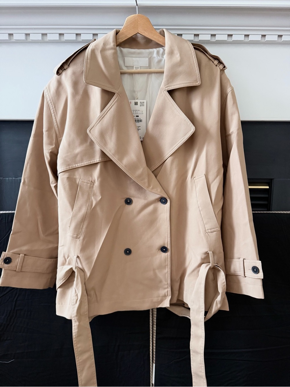 Zara Tan Double-Breasted Trench Coat